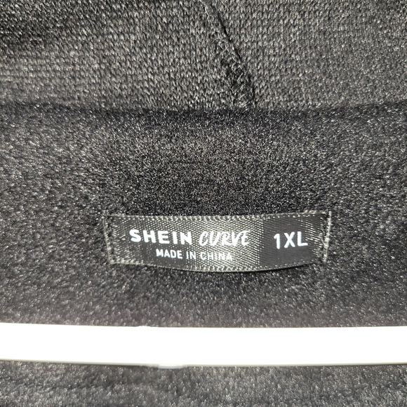 Curve Shein Black Hooded Pea Coat, 1XL, NWOT, Pockets - Picture 7 of 8